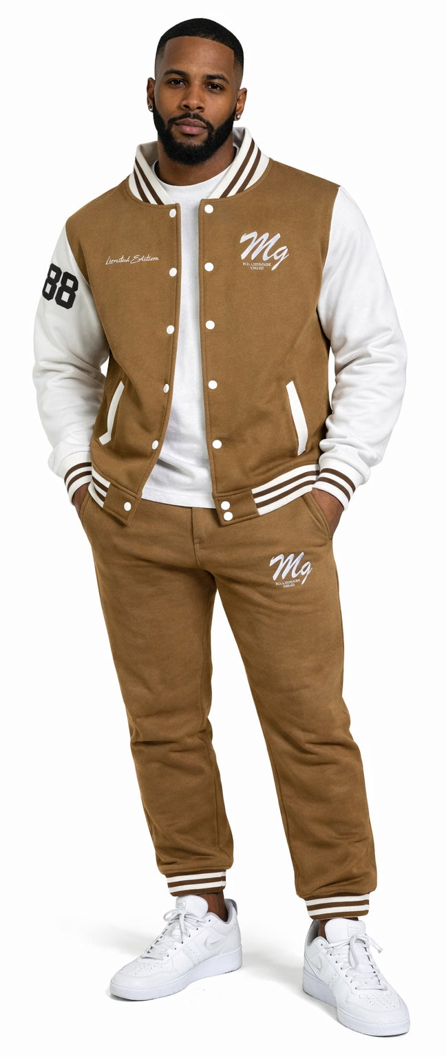 Millionaire Grind - Embroidered Cotton Varsity Jogger Set
