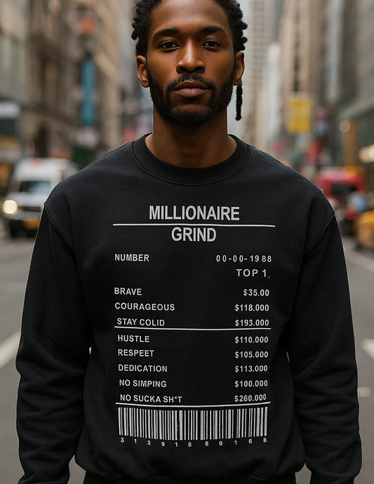 Millionaire Grind Receipt - Crew Neck Sweatshirt