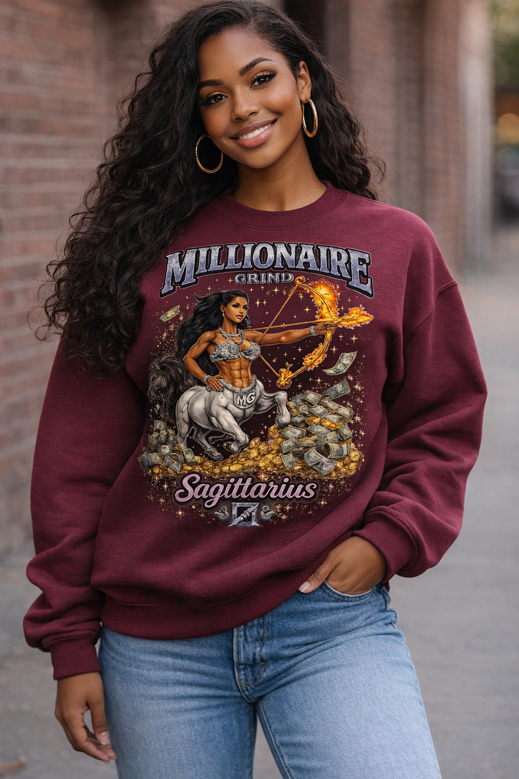 Millionaire Grind - Women's Sagittarius Crew Neck Sweatshirt