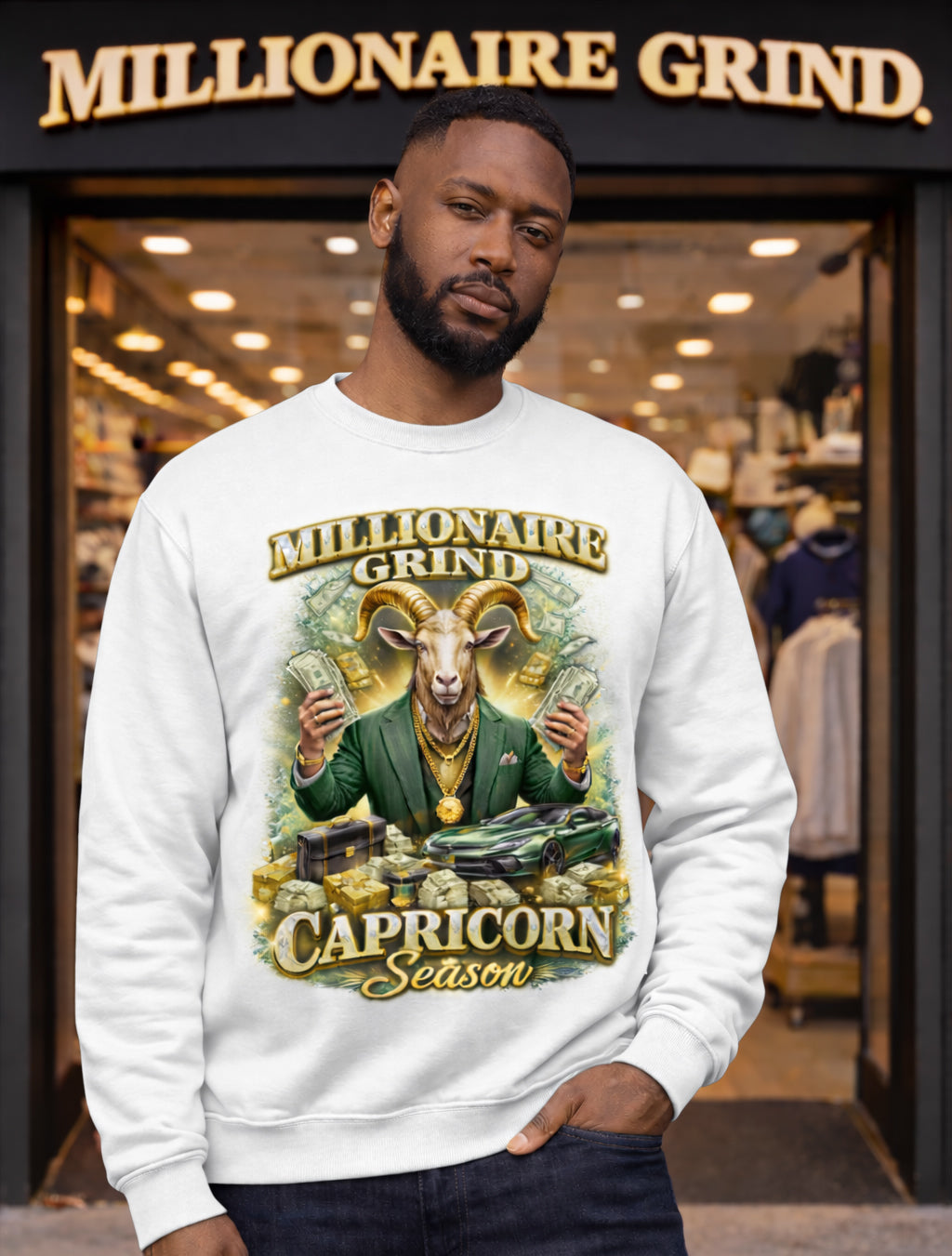 Millionaire Grind - Capricorn Season Crew Neck Sweatshirt