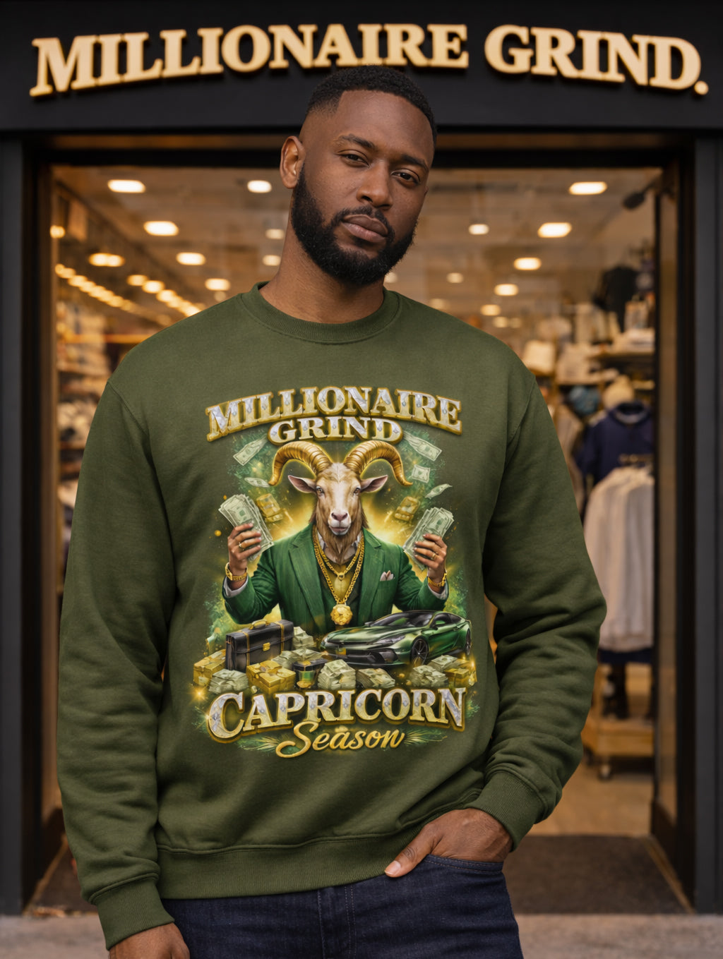 Millionaire Grind - Capricorn Season Crew Neck Sweatshirt