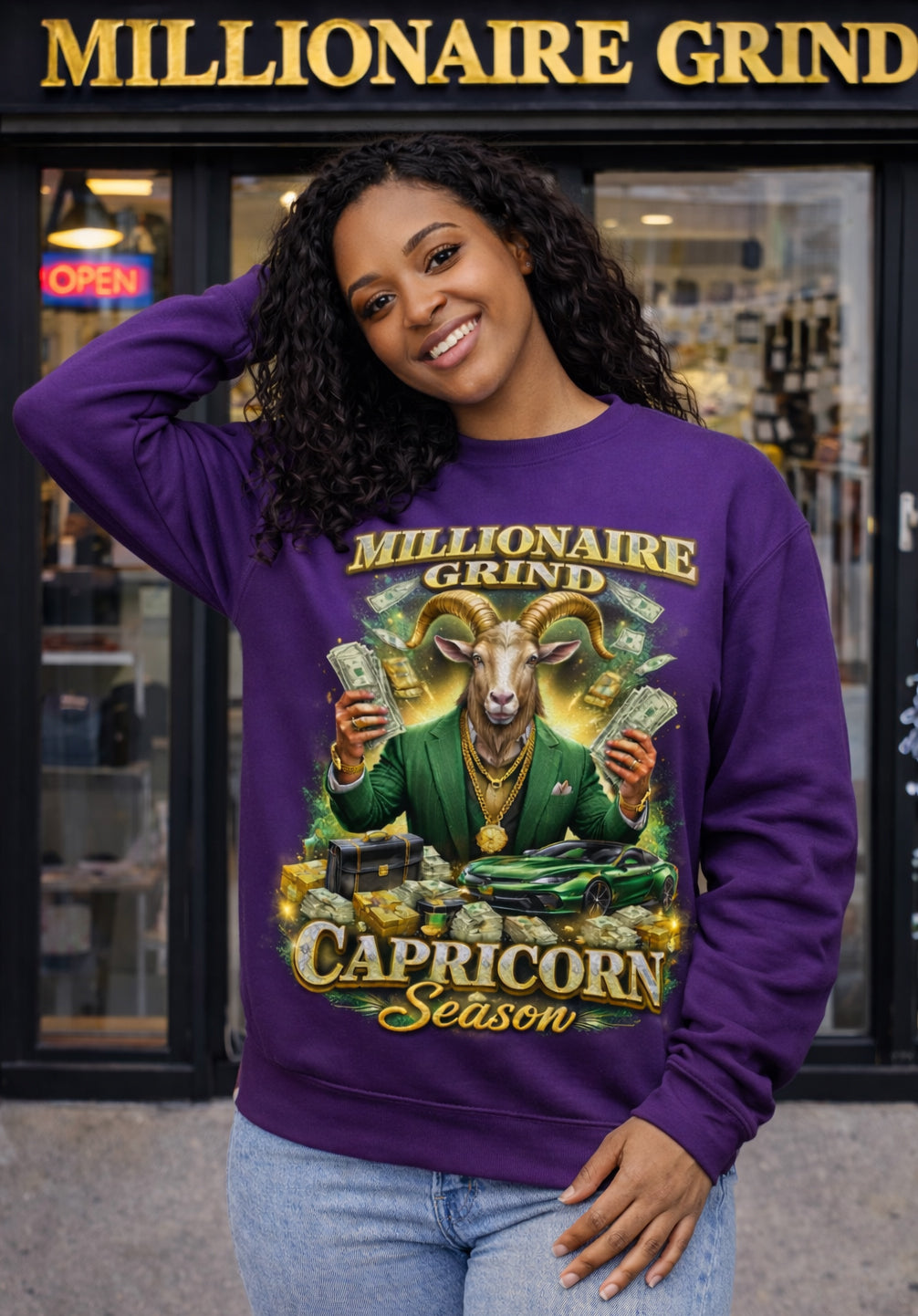 Millionaire Grind - Capricorn Season Crew Neck Sweatshirt
