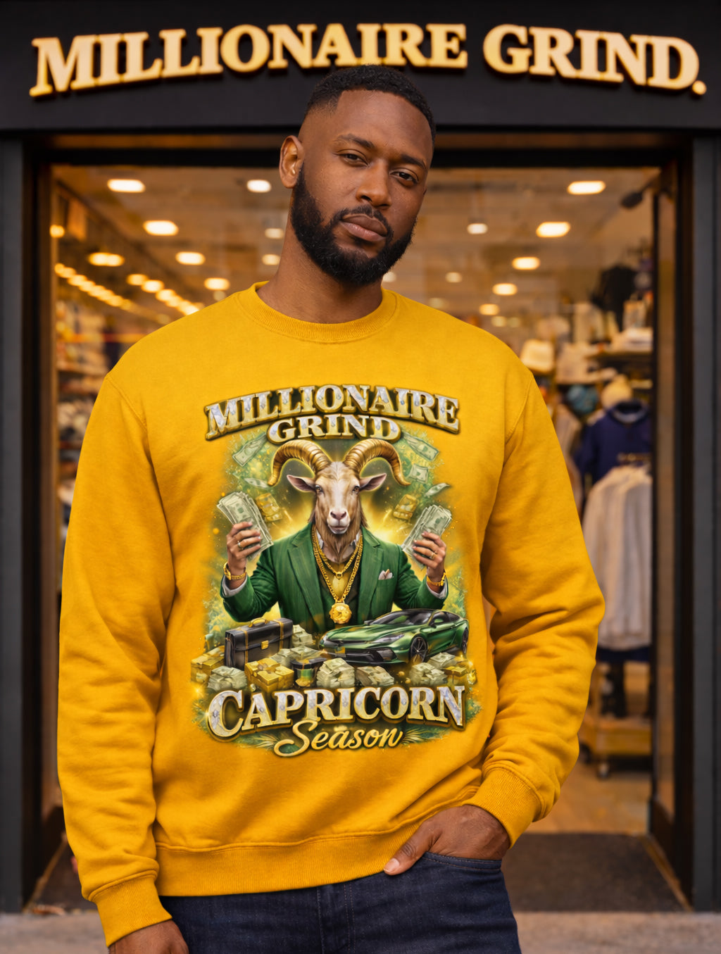 Millionaire Grind - Capricorn Season Crew Neck Sweatshirt