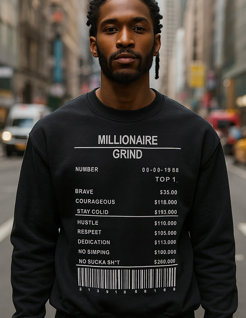 Millionaire Grind Receipt - Crew Neck Sweatshirt