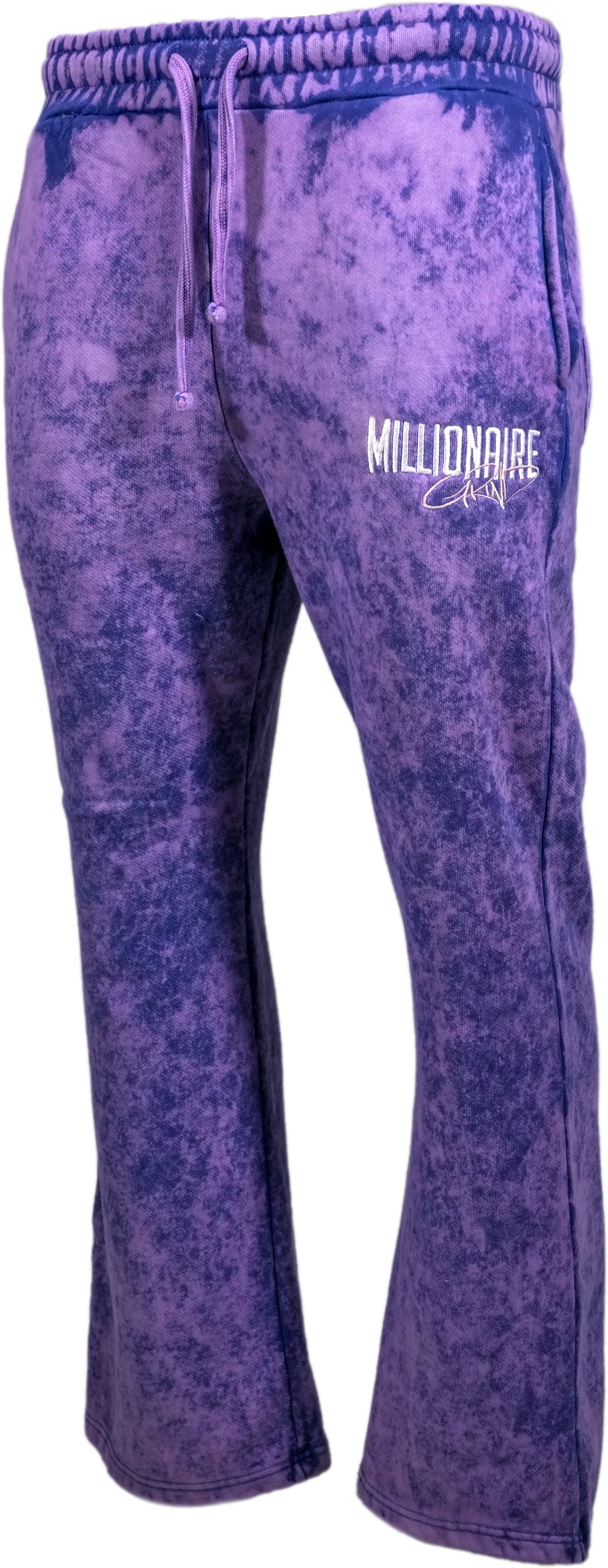 Millionaire Grind - Heavyweight Embroidered Acid Wash Stacked Jogger Set - (Purple)