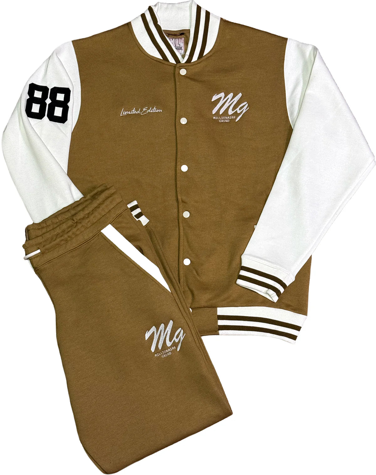 Millionaire Grind - Embroidered Cotton Varsity Jogger Set